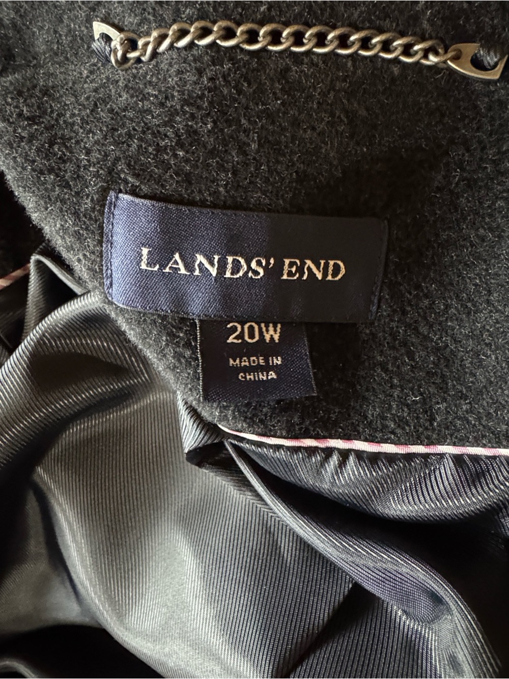 Lands’ End Classic charcoal Double-Breasted Peacoat Wool & cashmere blend 20W - Picture 16 of 16